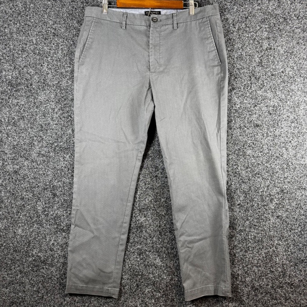 Banana Republic Fulton Skinny Chino Mens 36x30 Grey Micro Pattern Stretch Pants